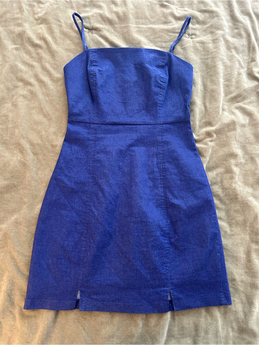 Altar’d State Slim Fit Blue Jean Spaghetti Strap Mini Dress